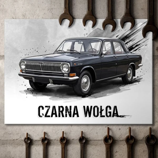 Plakat z metalu Czarna Wołga GAZ-24